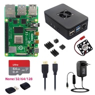Raspberry Pi 4 Model B 8G 4G 2G 1 GB RAM + Case + Fan + Heat Sinks + Power Adapter Optional 32 64 12