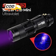 Mini 395nm UV Ultraviolet LED Flashlight+Cas Battery+Charger+Box Can Check Forensic Mine Money