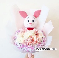 小熊維尼豬仔公仔仿真繡球花絲花聖誕禮物花束