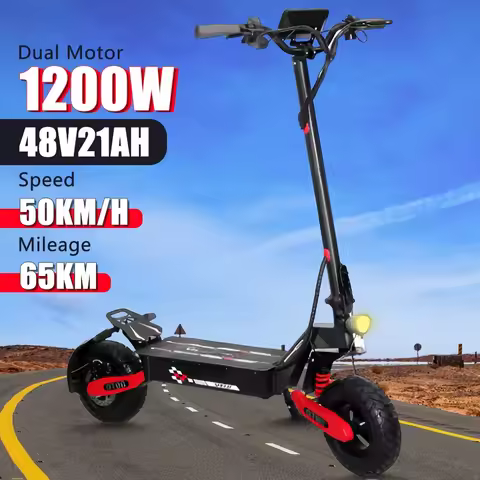 New Electric Scooter - 1200W Motor, 50KM/H Speed, 48V Battery, 65KM Range, LED Display, 11-Inch Off-