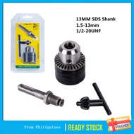 1pcs Drill Chuck 1.5-13mm 1/2-20UNF Rotary Hammer Screwdriver Impact Wrench Driver Adapter + Key + SDS Shank Set