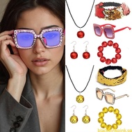 BLACK Disco Accessories Fancy Dress Costume Disco Set Sequins Headband Bracelets