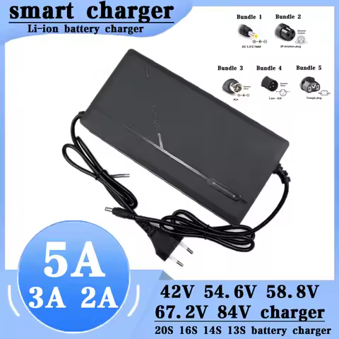 42V 54.6V 67.2V 84V 2A 3A 5A Lithium Battery Smart Charger For36V-72V 20S E-two wheelers motorcycle 