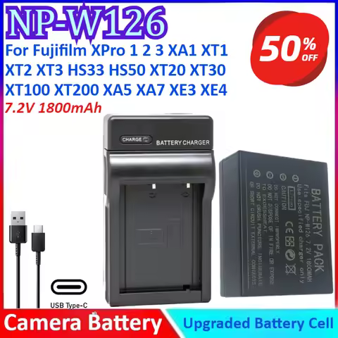 NP-W126 7.2V 1800mAh Camera Battery+Charger For Fujifilm XPro 1 2 3 XA1 XT1 XT2 XT3 HS33 HS50 XT20 X