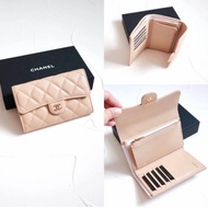 Chanel Wallet Medium Trifold Beige Nude Caviar LGHW