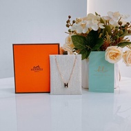 MS0648 Hermes 愛馬仕 迷你 項鍊 黑色 玫瑰金扣 Mini Pop H Necklace Black x RGHW