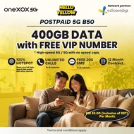 [FREE NO VIP][TERMASUK BULAN PERTAMA]ONEXOX VIP POSTPAID B50 XOX 5G 400GB HIGHSPEED UNLIMITED DATA C