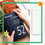 YOLAN Savings Binder, 6-holes Leather 52 Week Savings Challenge Binder, Portable A5 with Cash Envelo