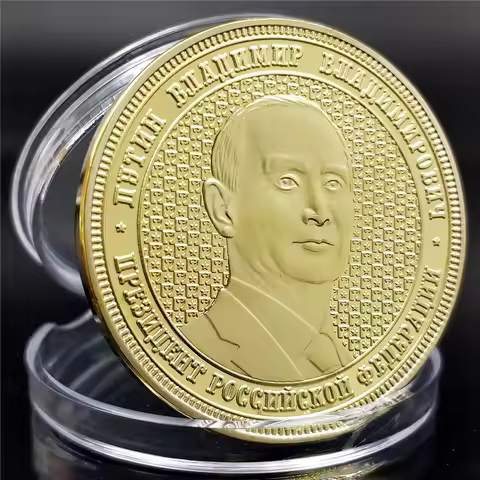 Russian President Vladimir Putin Crimean Map Gold Plated Commemorative Coins