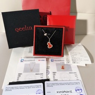 Qeelin麒麟 Wulu系列 紅瑪瑙雙葫蘆吊墜項鍊，中號 尺寸13.8×18.4mm