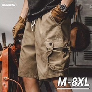 M-8XL American Fat Man Plus Size Cargo Shorts Men Loose Causal Khaki Short Pants