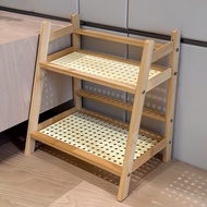 Vine Woven Simple Double-layer Desktop Storage Rack Living Room Small Water Cup Cosmetics Snack Stor