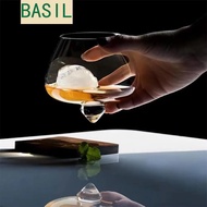 BASIL Cognac Glasses Cup, Transparent Rotating Irregular Whiskey Wine Glass, Bar Accessory Tumbler E