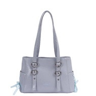 C & K Túi Tote da PU sang trọng với khóa hình trái tim và chi tiết ruy băng