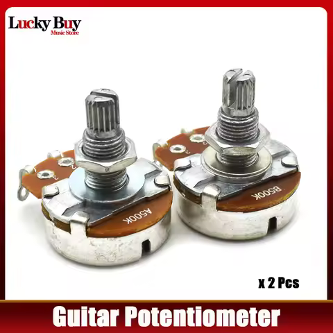 2pcs A500K/B500K/A250K/B250K Big Potentiometer Splined Pot Electric Guitar Bass Effect Amp Tone Volu
