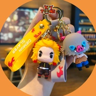 GANTUNGAN Cute Demon Slayer Kimetsu No Yaiba 3D Strap Anime Keychain