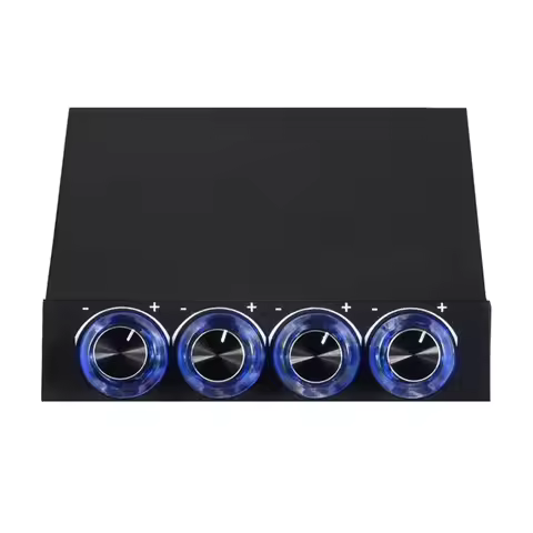 4 Channel Fan Speed Controller Independent Turn Knob 3.5 Inch Drive Bay PC Fan Controller Blue LED C