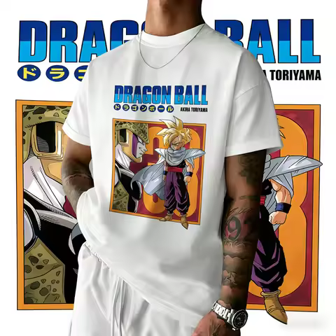 2026 New Summer Dragon Ball 40th Anniversary Cell Cotton Anime Printed T-shirt Extra Size Casual Str