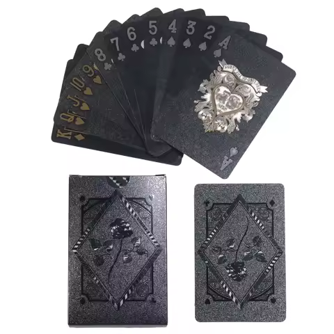 Cool Black Foil Playing Cards the Black Pearl Game Poker Carta Waterproof Playing Cards Black Rose S