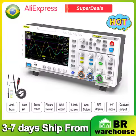 BR Stock FNIRSI 1014D Portable Digital Oscilloscope Osciloscopio Multimeter 100MHz*2 2 In 1 Dual Cha