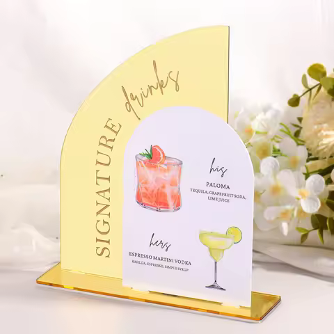 Wedding Signature Drink Sign,Customed Acrylic Bar Menu Sign,Wedding Cocktails,Signature Drinks Menu,