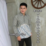 BAJU BATIK PRIA LENGAN PANJANG WARNA SAGE GREEN SIZE SAMPAI JUMBO M L XL XXL XXXL 4L 5L 6L 7L 8L 9L 