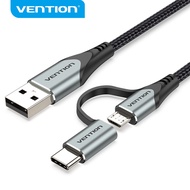 Vention USB Cable USB 2.0 A to Micro B Type C Cable Male to Male 2 in 1 Aluminum alloy 3A Fast Charg