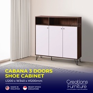 CABANA 3 Door Shoe Cabinet/Rak Kasut / Indoor Cabinet / Shoe Rack / Shoe Storage / Space Saver / Multifunction Cabinet / Product Malaysia