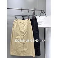 [genies Elf] In Stock Khaki Skirt A-Line Long 3