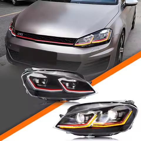 LED Headlights for Volkswagen VW Golf 7 MK7 VII 2013-2017 TSI TDI Sequential Indicator Front Lamps A