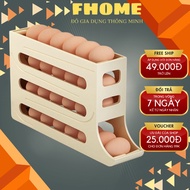 4-Tier 2-Tier Egg Tray Smart Automatic Rolling Refrigerator Egg Tray Saves Cabinet Space FHOME