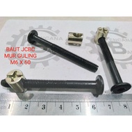 JCBC M6 X 60 BOLT + HAMMER/ BOLSTER NUT DIPAN BOLT/ FURNITURE/ KNOCKDOWN