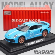 MINIAUTO 1/32 Porsche 911 Turbo S Diecast Alloy Miniature Toy Car Model Pull Back Sound Light Collec