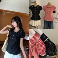 NHY.studio /WGWE/ Gentle style lotus collar shirt with puff sleeves 9474
