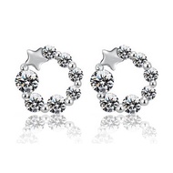 Luxury 925 Silver Lucky Star Romantic Crystal Stud Earrings for girls AG6