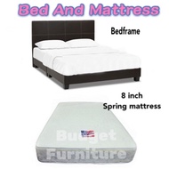 Promotion Set Queen Size Bed + 8 Inch Spring Mattress Bed Set