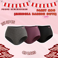 Lidily (3PCS) Panties PremiumWanita, Cool, Soft, Elastic, Wrinkled Back, Size M-3L CD L023