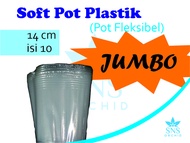 Pot Fleksibel Jumbo isi 10 Softpot Bunga Anggrek super besar 14 cm plastik transparan bening