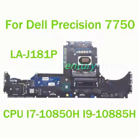 For Dell Precision 7750 Laptop motherboard LA-J181P with CPU I7-10850H I9-10885H 100% Tested Fully W