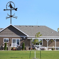 LazaraLife ตกแต่งแม่มดกังหันลม Weather Vane สีดำ Garden Mountสแตนเลส Weather Vane ฟาร์ม Retro ทนทานฉ