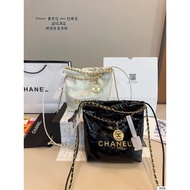 Xiaoxiangjia 22bag mini Garbage Bag mini Shopping Bag Diamond Pattern Oil Wax Leather Drawstring Buc