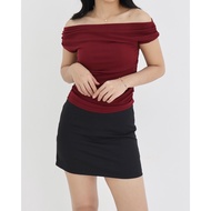 ASOKA Zeya Top 3165 - Off Shoulder Sabrina Chic Ruched Crop Top Woman - Women's Knit Top