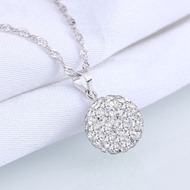 Silver Original 925 Italy Silver Necklace for Women Silver Glitter Brick Pendant Clavicle Chain Silv