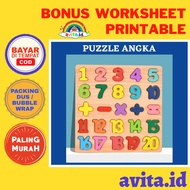 KAYU Avita.id Number Puzzle | Puzzle number chuncky | Children's puzzle wooden puzzle jigsaw puzzle 3d wooden toy