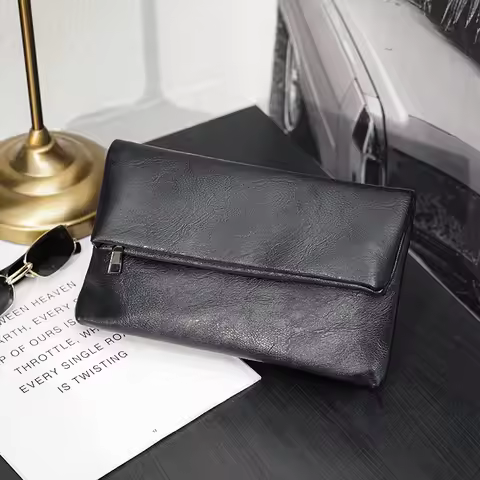 New Fashion Men's Folding Clutch Bag Casual Business Clutch for Men Hand Bag Luxury Soft PU Leather 