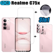 Realme C75X Tempered Glass 3 in 1 Screen Protector for Realme C75 Tempered Glass with Camera Lens Gl