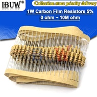 20pcs 1W Carbon Film Resistors 5% 1R ~ 1M 2R 10R 22R 47R 100R 330R 1K 4.7K 10K 22K 47K 100K 330K  47