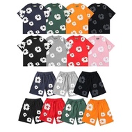 Casual denim tears foam print short sleeve t-shirt for men and women loose breathable comfortable sh