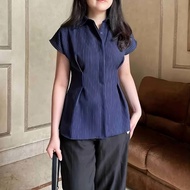 KEMEJA JPN EFAST - ZSO XIMENA SHIRT LATEST COLLAR MODEL TOP SLIM FIT BODYCON OFFICE OUTFIT / ALBA TO