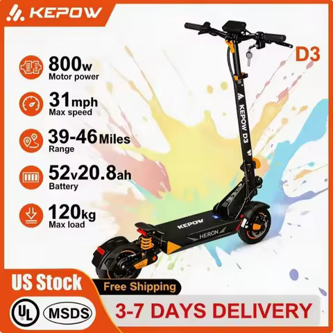 KEPOW D3 Foldable Electric Scooter for Long Distance 52V 20.8Ah Battery 800W Motor s31MPH 10 Inch Of
